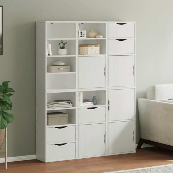 vidaXL sidekabinetter 6 stk ODDA 40x24x79 cm massivt fyrretræ hvid