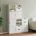 Miniatyrbillede 1 af 11: vidaXL sidekabinetter 5 stk ODDA 40x24x79 cm massivt fyrretræ hvid