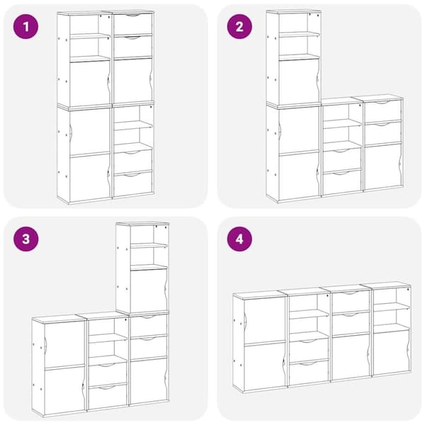 vidaXL Sideskap 4 stk ODDA hvit 40x24x79 cm heltre furu