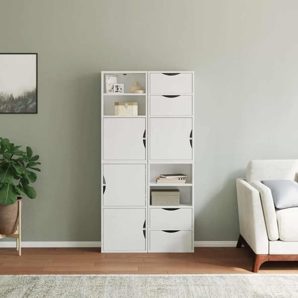 vidaXL Sivukaapit 4 kpl ODDA, valkoinen, 40x24x79 cm massiivipuu mänty