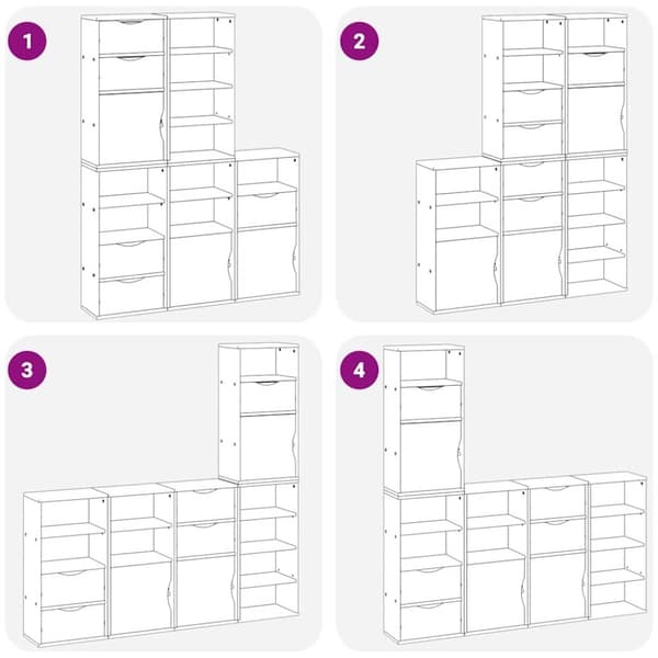 vidaXL sidekabinetter 5 stk ODDA 40x24x79 cm massivt fyrretræ