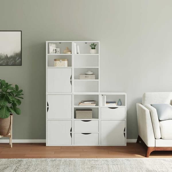 vidaXL sidekabinetter 5 stk ODDA 40x24x79 cm massivt fyrretræ hvid
