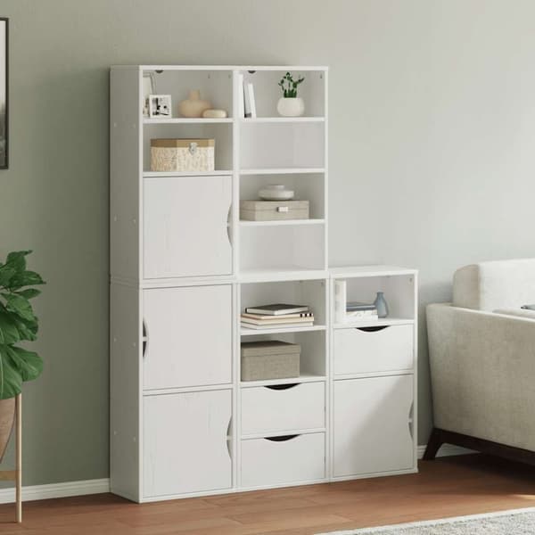 vidaXL sidekabinetter 5 stk ODDA 40x24x79 cm massivt fyrretræ hvid