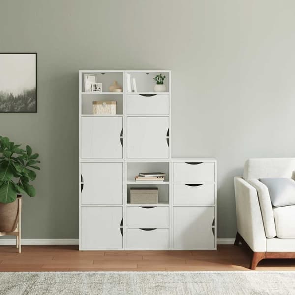 vidaXL Sidoskåp 5 st "ODDA" vit 40x24x79 cm massivt trä furu