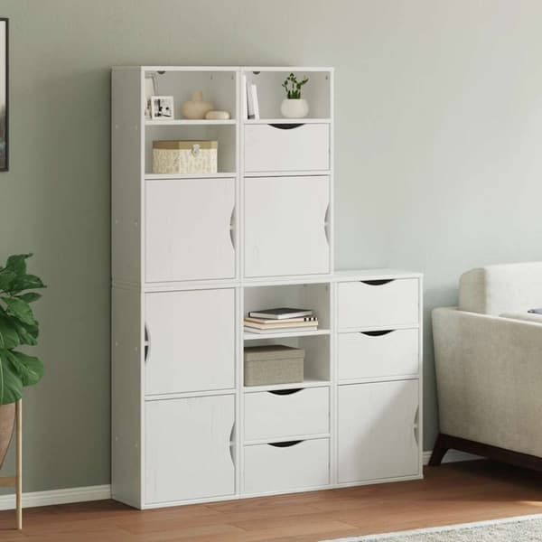 vidaXL Sidoskåp 5 st "ODDA" vit 40x24x79 cm massivt trä furu