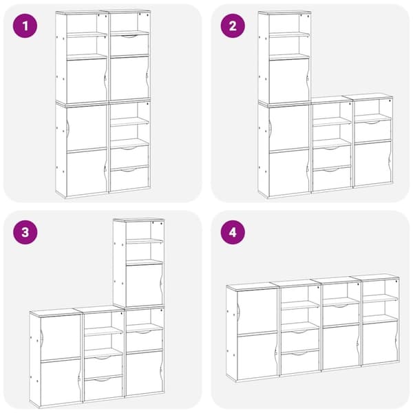 vidaXL sidekabinetter 4 stk ODDA 40x24x79 cm massivt fyrretræ