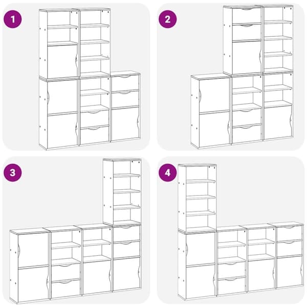 vidaXL Sideskap 5 stk ODDA hvit 40x24x79 cm heltre furu