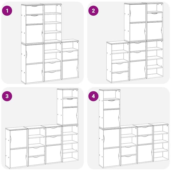 vidaXL Sideskap 5 stk ODDA hvit 40x24x79 cm heltre furu