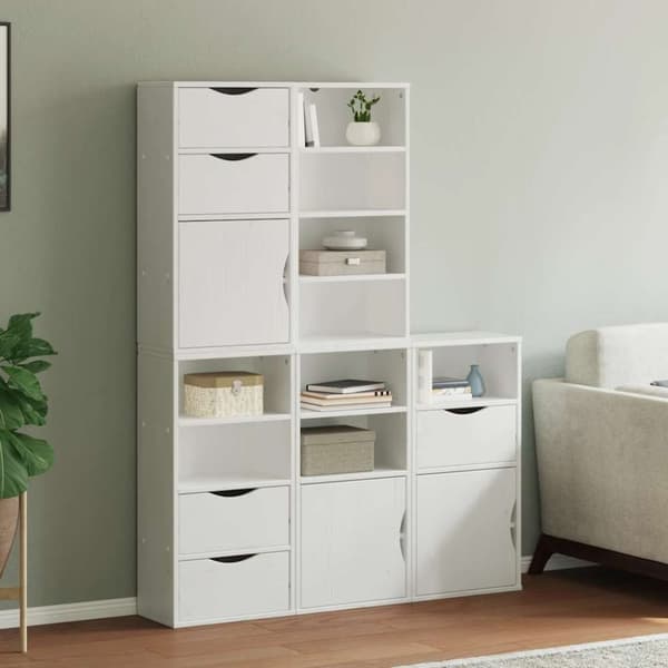vidaXL Sideskap 5 stk ODDA hvit 40x24x79 cm heltre furu