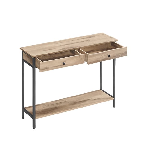 Konsolbord, entrébord, sidebord, sofaborde, VASAGLE, 30 x 100 x 80 cm, Kamelbrun-Blæksort.