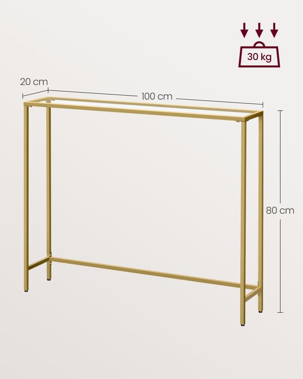 Konsolbord, VASAGLE, 20x100x80 cm, Lys Guld.