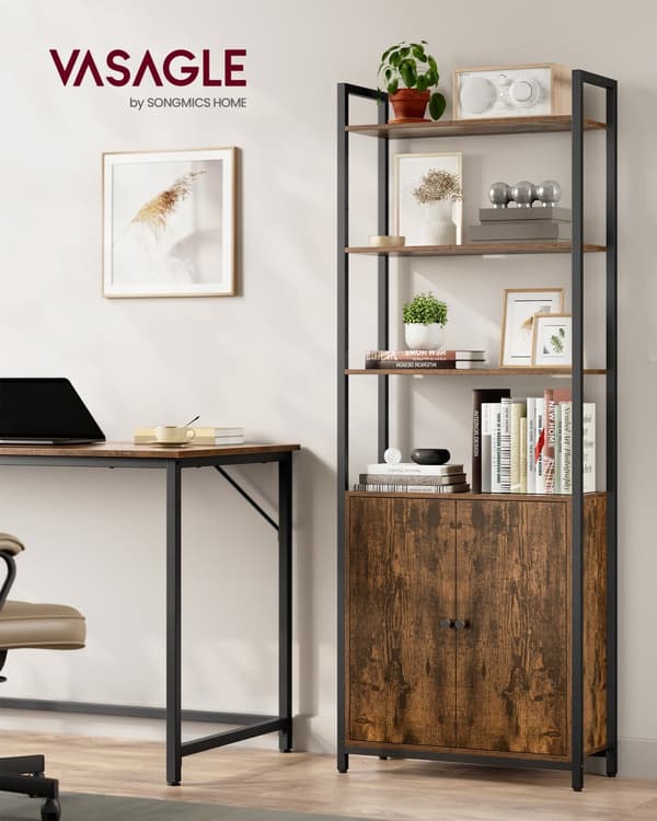 Bogreol, VASAGLE, 24 x 60 x 159,5 cm, Vintagebrun.