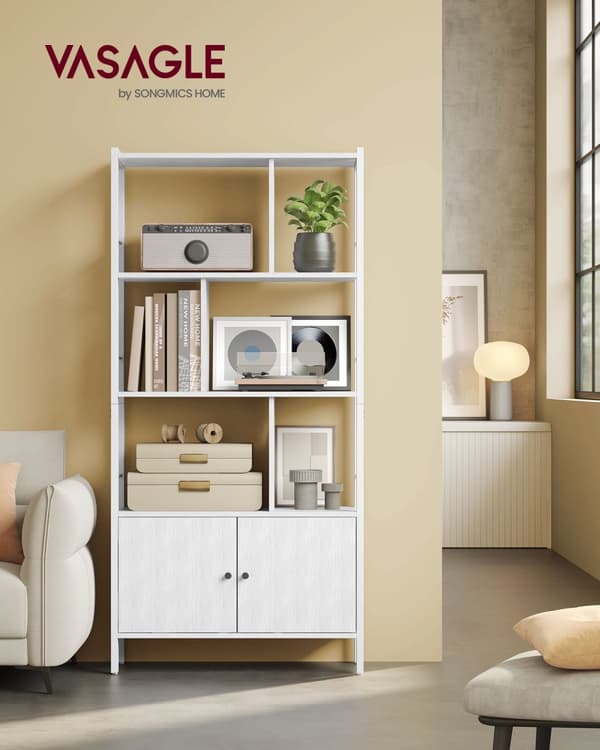 Bokhylla, LBC022B01, 30x74x154,5 cm, Vintagebrun-Svart