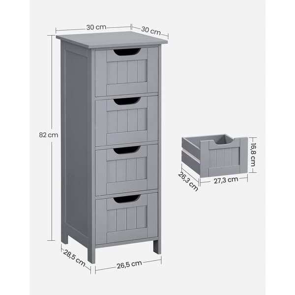Badschrank, VASAGLE, 30x30x82 cm, Vit