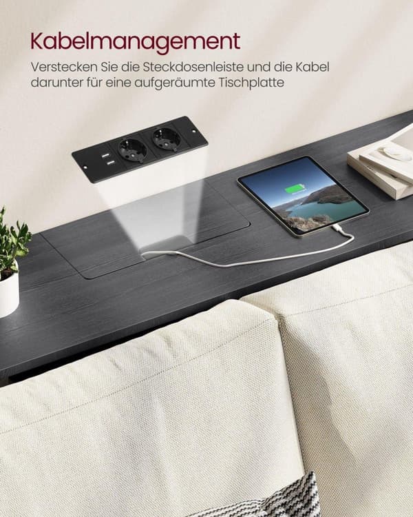 Konsolbord, VASAGLE, 25x120 cm, Sort