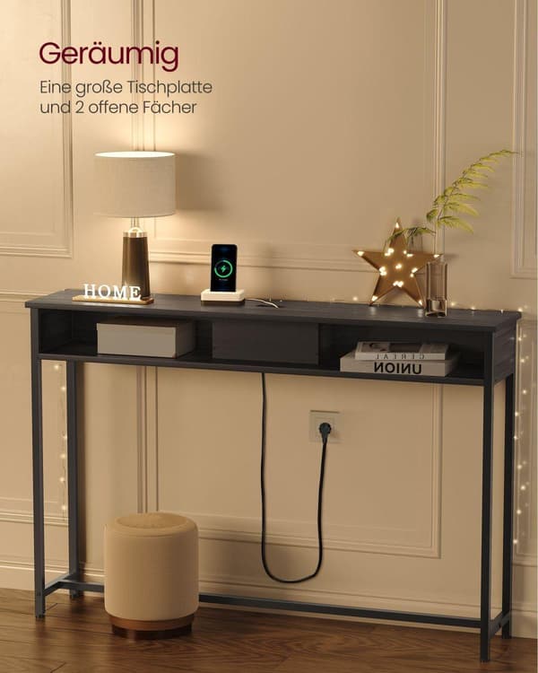 Konsolbord, VASAGLE, 25x120 cm, Sort