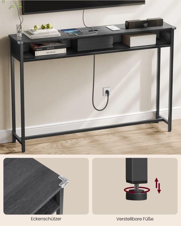 Konsolbord, VASAGLE, 25x120 cm, Sort