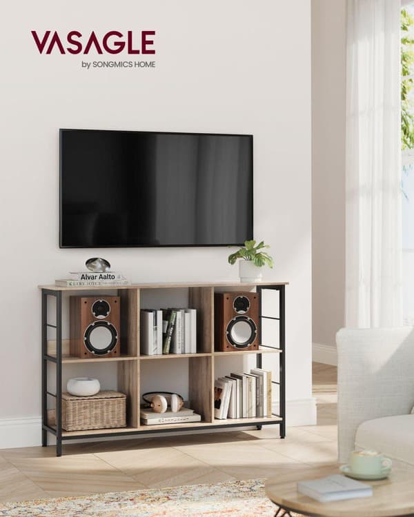 Hylde, VASAGLE LLS104B01, 120x33x80 cm, Brun-Sort