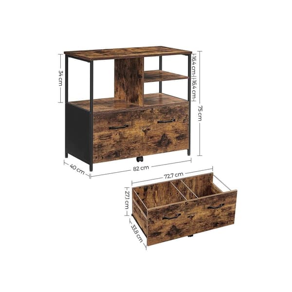 Rullecontainer, VASAGLE, 82x40x75 cm, Brun-Sort