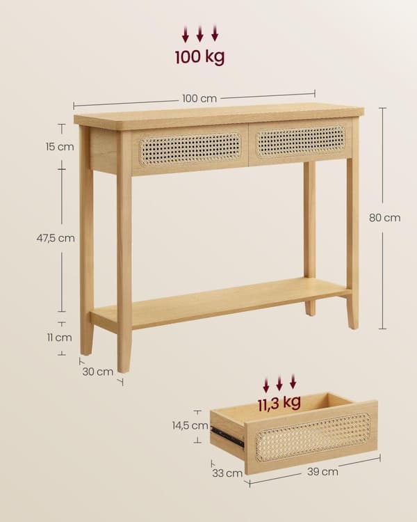 Konsolipöytä, VASAGLE, 80x30 cm, Beige