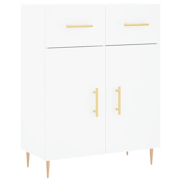 Högskåp vit 69,5x34x180 cm konstruerat trä