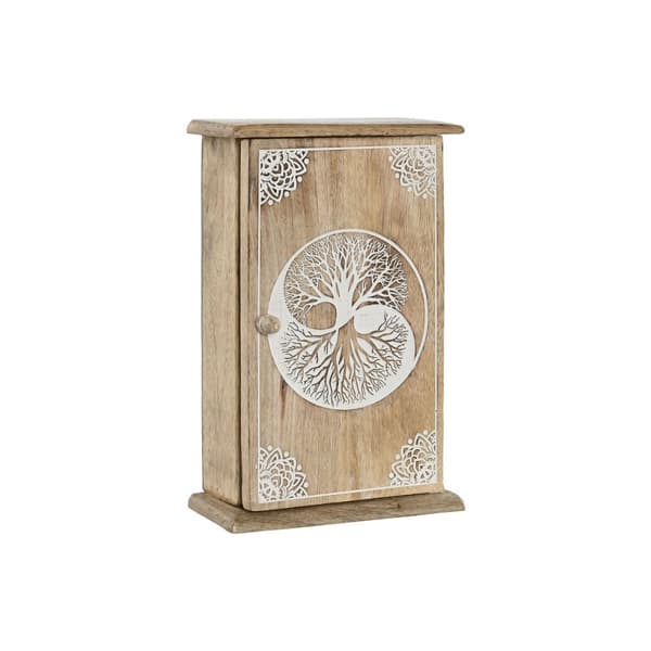 Nøgleskab Home ESPRIT Hvid Natur 18 x 7,5 x 28 cm