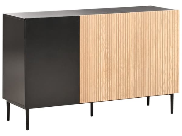 3-dørs skab sort og brun MDF lyst træ ribbet design moderne stue
