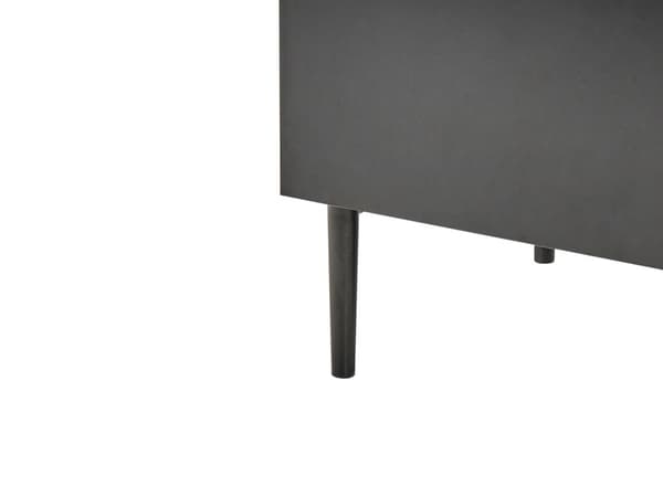 Kommode med 4 skuffer sort og brun MDF lyst træ ribbet design moderne stue soveværelse