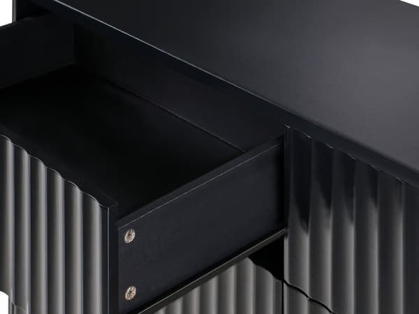 6-skuffekiste Sort MDF Metalben Riflet design Front Moderne opbevaringsenhed Stue Soveværelse
