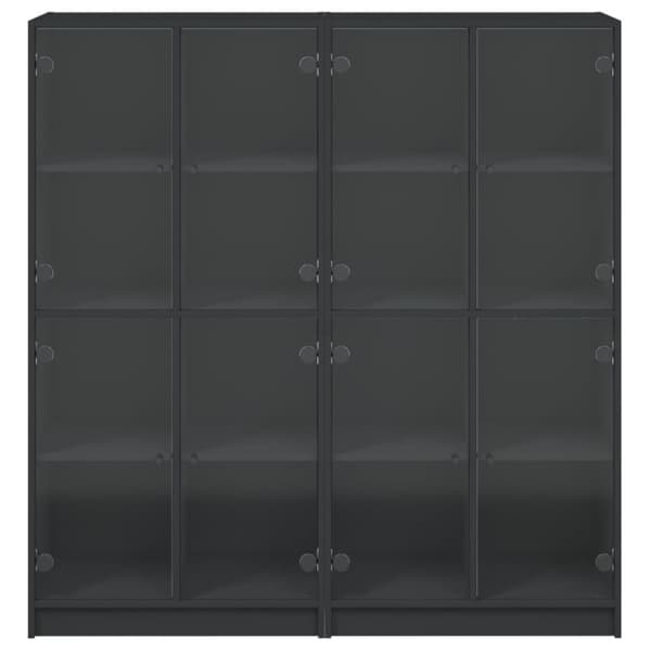 Bokhylla med dörrar svart 136x37x142 cm konstruerat trä