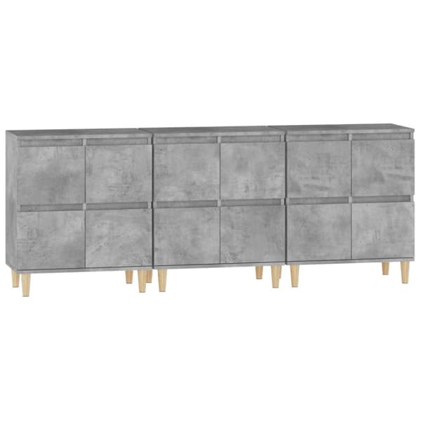Skänk 3 st betonggrå 60x35x70 cm konstruerat trä