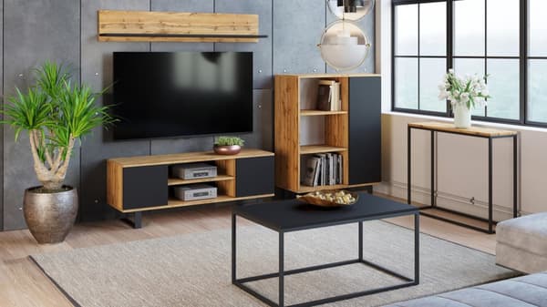 Fondi skab egetræ craft gold - sort, loft stil