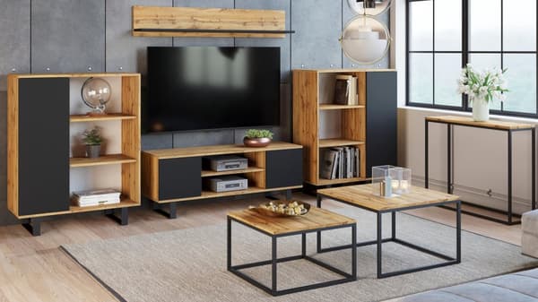Fondi skab egetræ craft gold - sort, loft stil