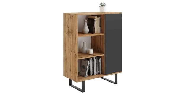 Fondi skab egetræ craft gold - sort, loft stil