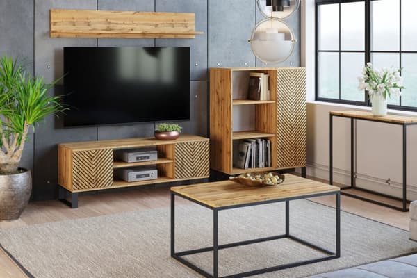 Fondi skab egetræ craft gold - sort, loft stil