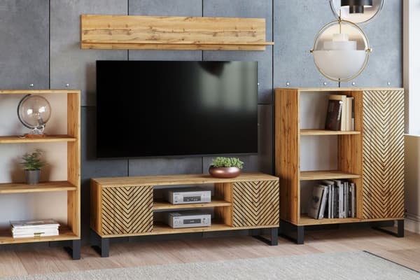 Fondi skab egetræ craft gold - sort, loft stil