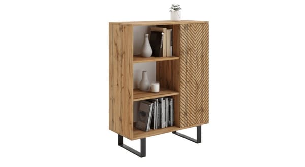 Fondi skab egetræ craft gold - sort, loft stil