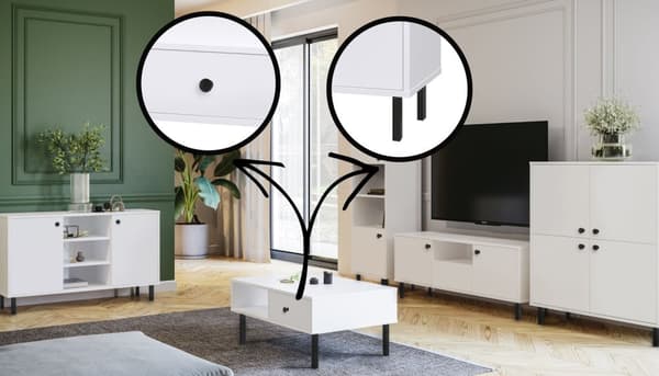 Venus hög byrå med fyra dörrar vit loft