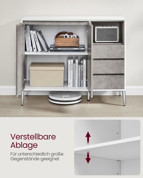 Sidobord, VASAGLE, 40x103,5x85 cm, Vit
