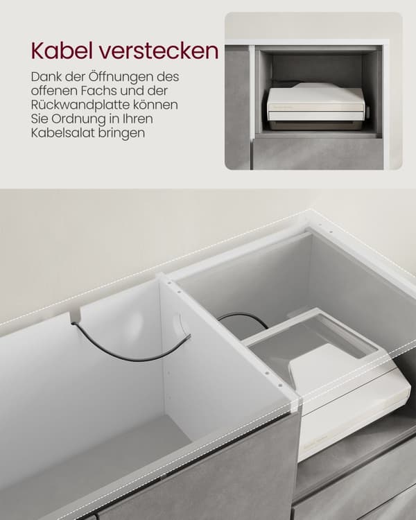 Sidobord, VASAGLE, 40x103,5x85 cm, Vit