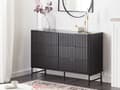 Miniatyrbilde 2 av 11: 6 Skuffer Kommode Svart MDF Metallben med Riflet Design Front Moderne Oppbevaringsenhet Stue Soverom