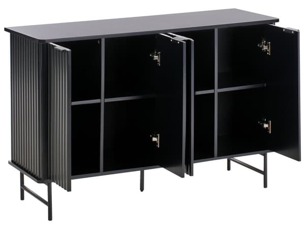 Skjenk Svart MDF 4-dørs Skap Oppbevaring Moderne Minimalistisk Design Oppbevaring i Stue
