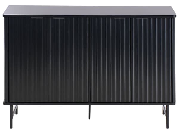 Skjenk Svart MDF 4-dørs Skap Oppbevaring Moderne Minimalistisk Design Oppbevaring i Stue