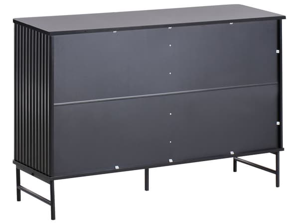 Skjenk Svart MDF 4-dørs Skap Oppbevaring Moderne Minimalistisk Design Oppbevaring i Stue