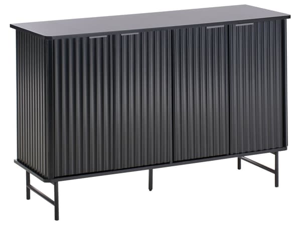 Skjenk Svart MDF 4-dørs Skap Oppbevaring Moderne Minimalistisk Design Oppbevaring i Stue