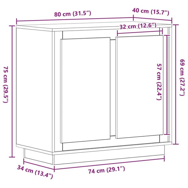 Sideboard Artisan Ek 80x34x75 cm Konstruerat Trä