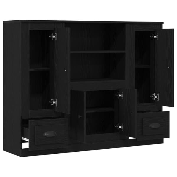 Högskåp Svart Ek 132x35,5x103,5 cm Konstruerat Trä