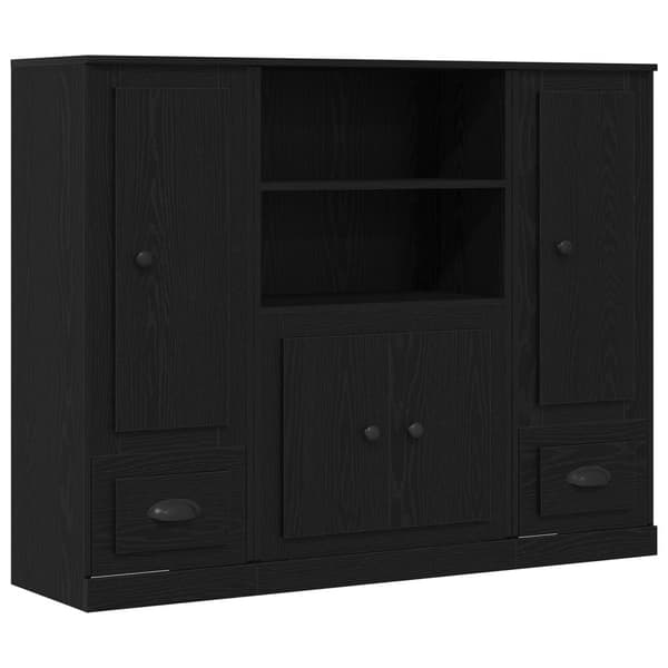 Högskåp Svart Ek 132x35,5x103,5 cm Konstruerat Trä