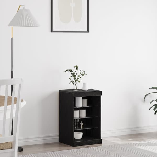 Sideboard med LED-lampor svart ek 41x37x67 cm