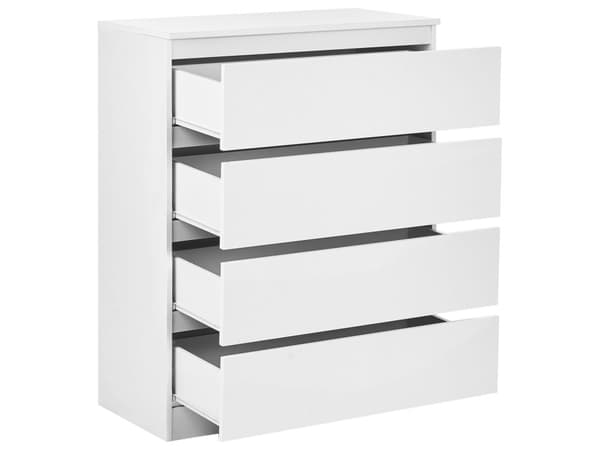Hvid 4-skuffers kommode til stue, gang, linnedskab til soveværelse 100 x 80 cm Skandinavisk stil